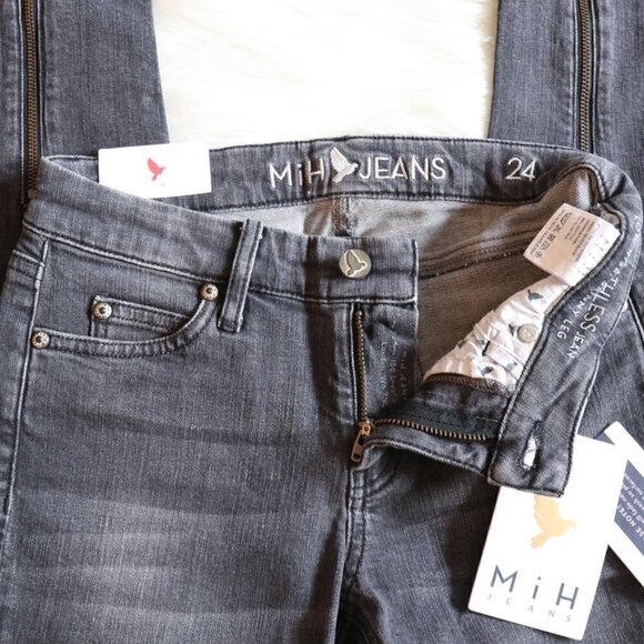 NEW Anthropologie M.i.H Grey Low Rise Skinny Jeans Size 24 - Picture 6 of 15